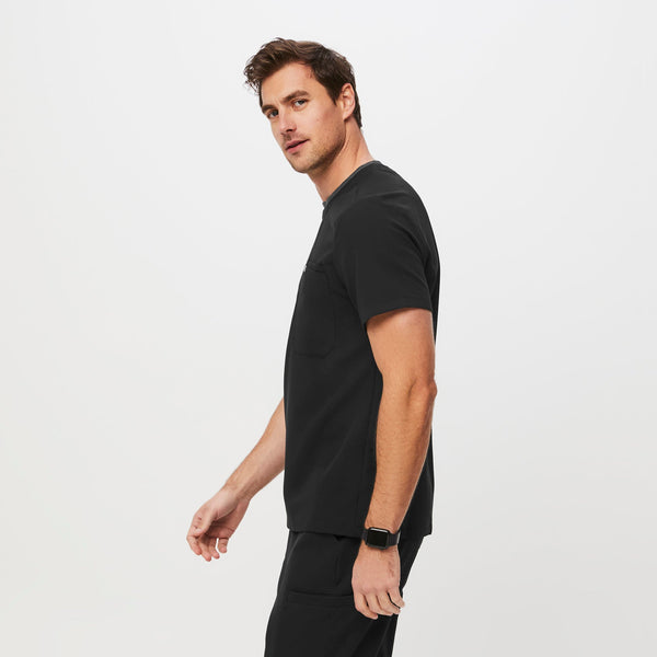 men's Black Bryce Double Collar - Slim Scrub Top