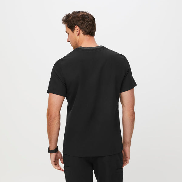 men's Black Bryce Double Collar - Slim Scrub Top