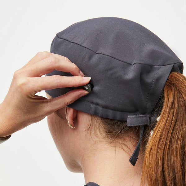 Charcoal FIGS Scrub Cap With Buttonholes