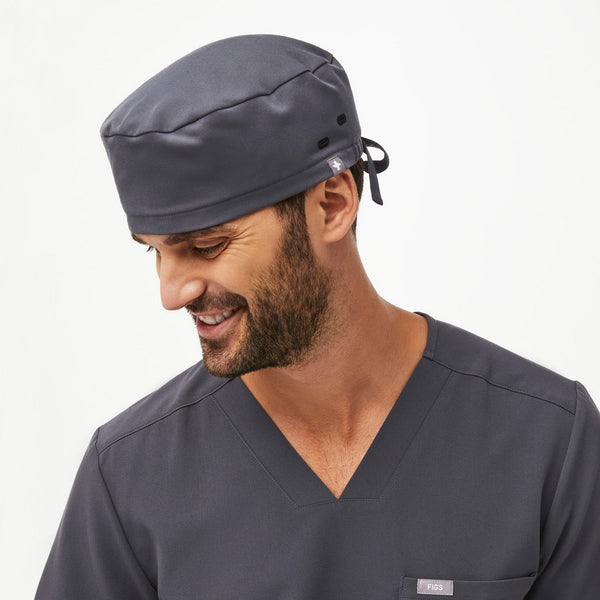 Charcoal FIGS Scrub Cap With Buttonholes
