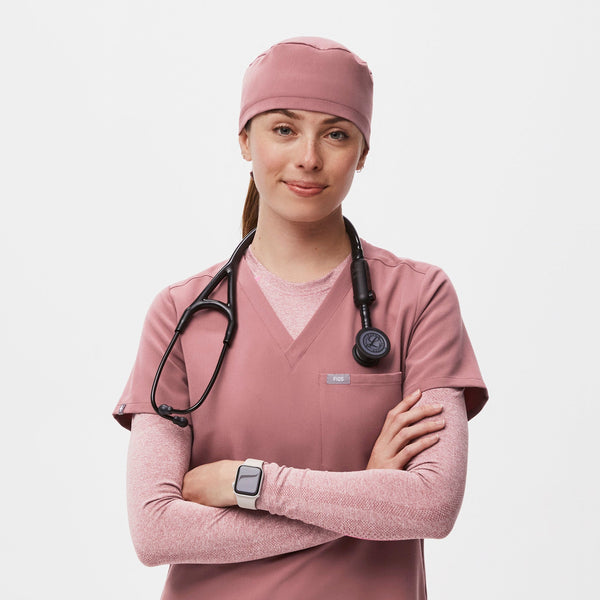 Mauve FIGS Scrub Cap With Buttonholes