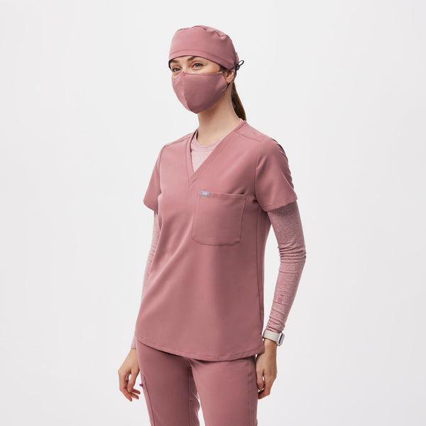 Mauve FIGS Scrub Cap With Buttonholes