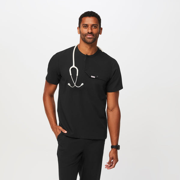 men's Black Corfield - Henley Scrub Top
