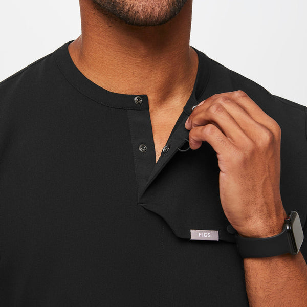men's Black Corfield - Henley Scrub Top