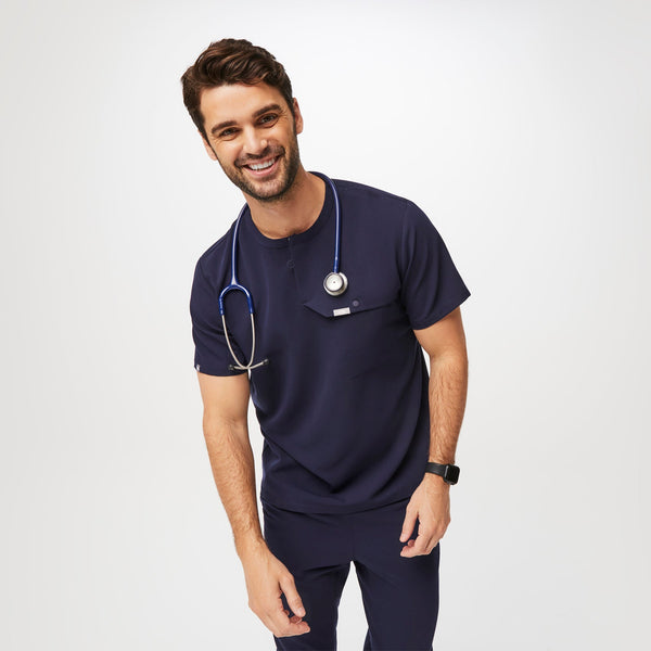 men's Navy Corfield - Henley Scrub Top
