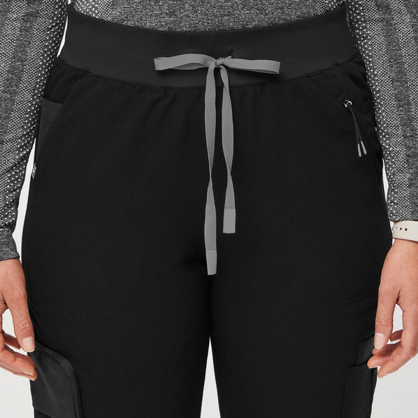women's Black 22-Pocket - Petite Jogger Scrub Pant