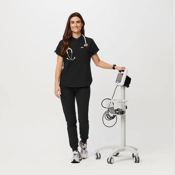 women's Black Montex Relaxed Scrub Top