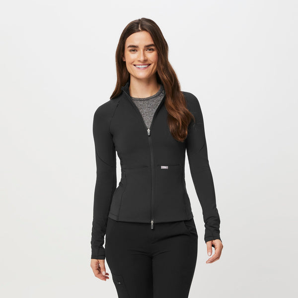 women's Black ContourKnit Scrub Jacket