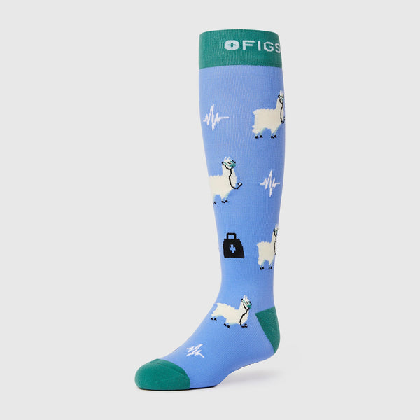 women's Ceil Blue Trauma Llama - Compression Socks
