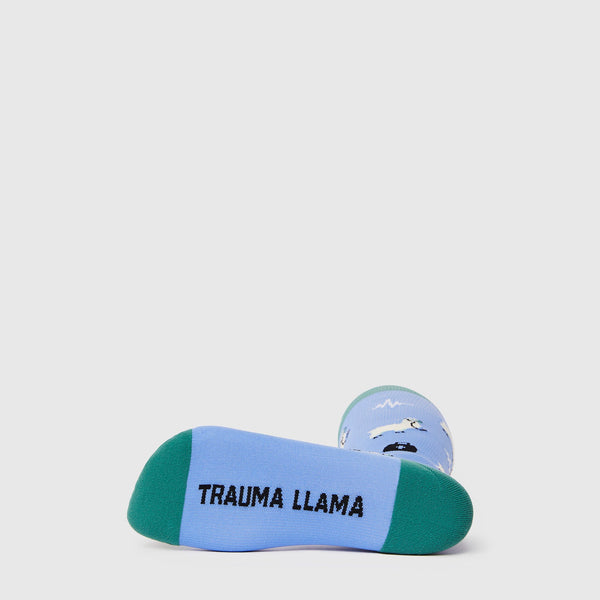 women's Ceil Blue Trauma Llama - Compression Socks