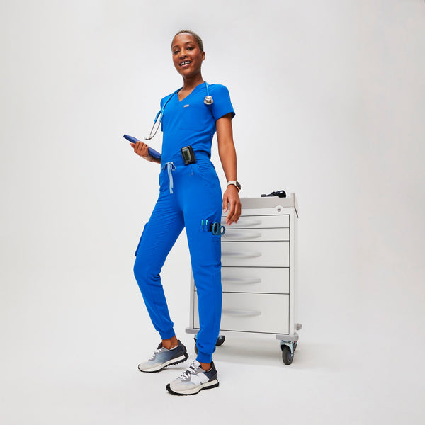women's Royal Blue 22-Pocket - Jogger Scrub Pant