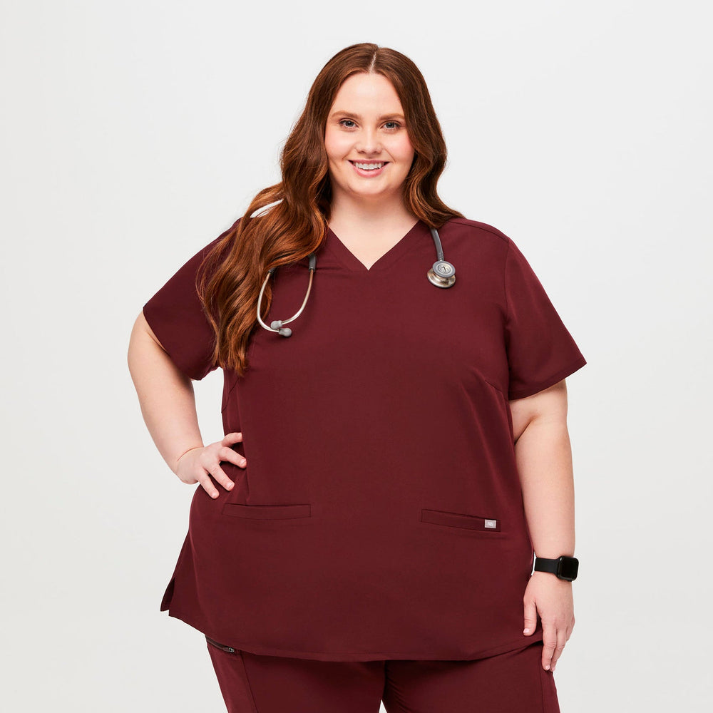 women's Burgundy Casma-  Scrub Top (3XL - 6XL)
