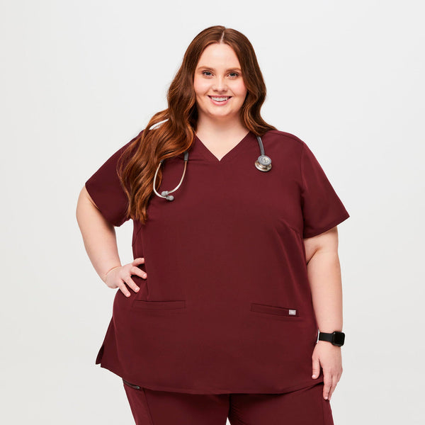 women's Burgundy Casma-  Scrub Top (3XL - 6XL)