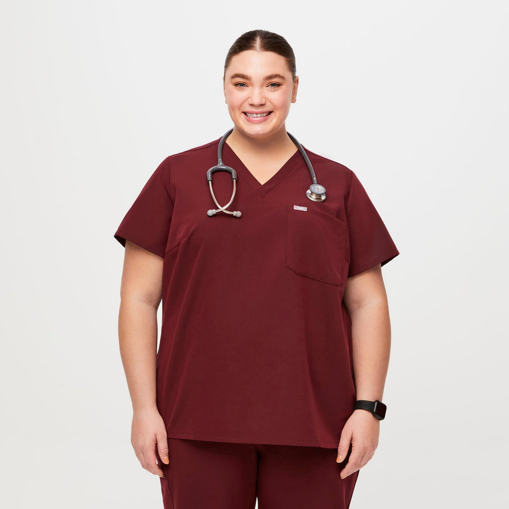 women's Burgundy Catarina™-  Scrub Top (3XL - 6XL)