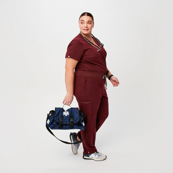women's Burgundy High Waisted Yola™ - Tall Skinny Scrub Pants (3XL - 6XL)