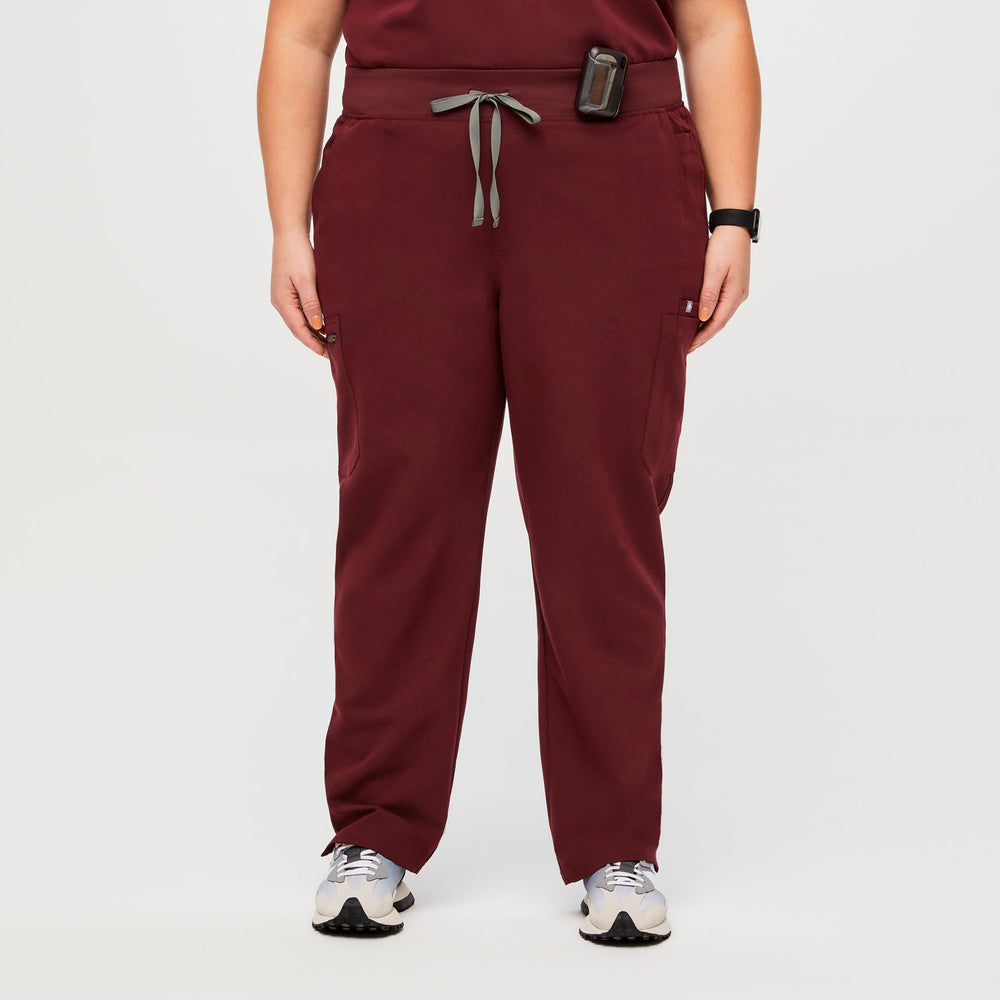 women's Burgundy High Waisted Yola™ - Petite Skinny Scrub Pants (3XL - 6XL)