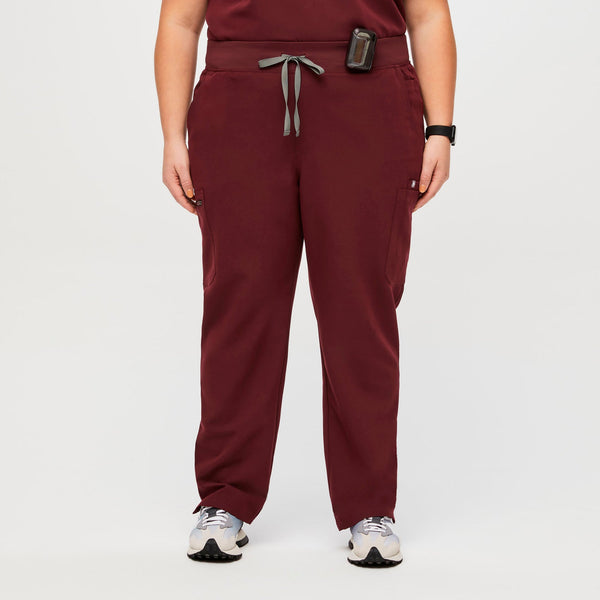 women's Burgundy High Waisted Yola™ - Petite Skinny Scrub Pants (3XL - 6XL)