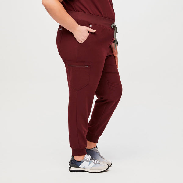 women's Burgundy High Waisted Zamora™ - Jogger Scrub Pants (3XL - 6XL)