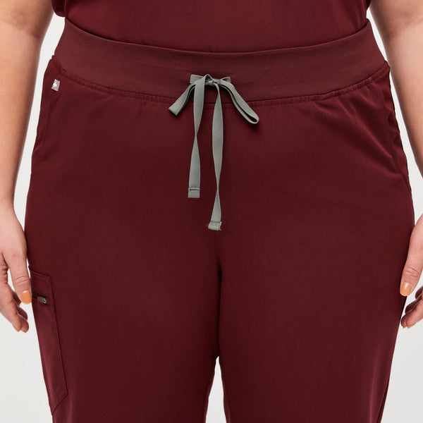 women's Burgundy High Waisted Zamora™ - Jogger Scrub Pants (3XL - 6XL)