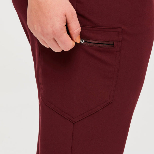 women's Burgundy High Waisted Zamora™ - Jogger Scrub Pants (3XL - 6XL)