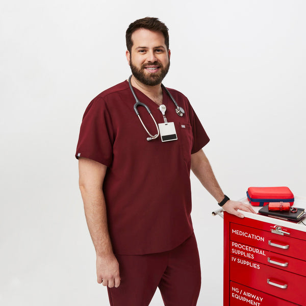 men's Burgundy Leon-  Scrub Top™ (3XL - 6XL)