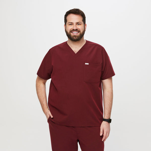 men's Burgundy Leon-  Scrub Top™ (3XL - 6XL)