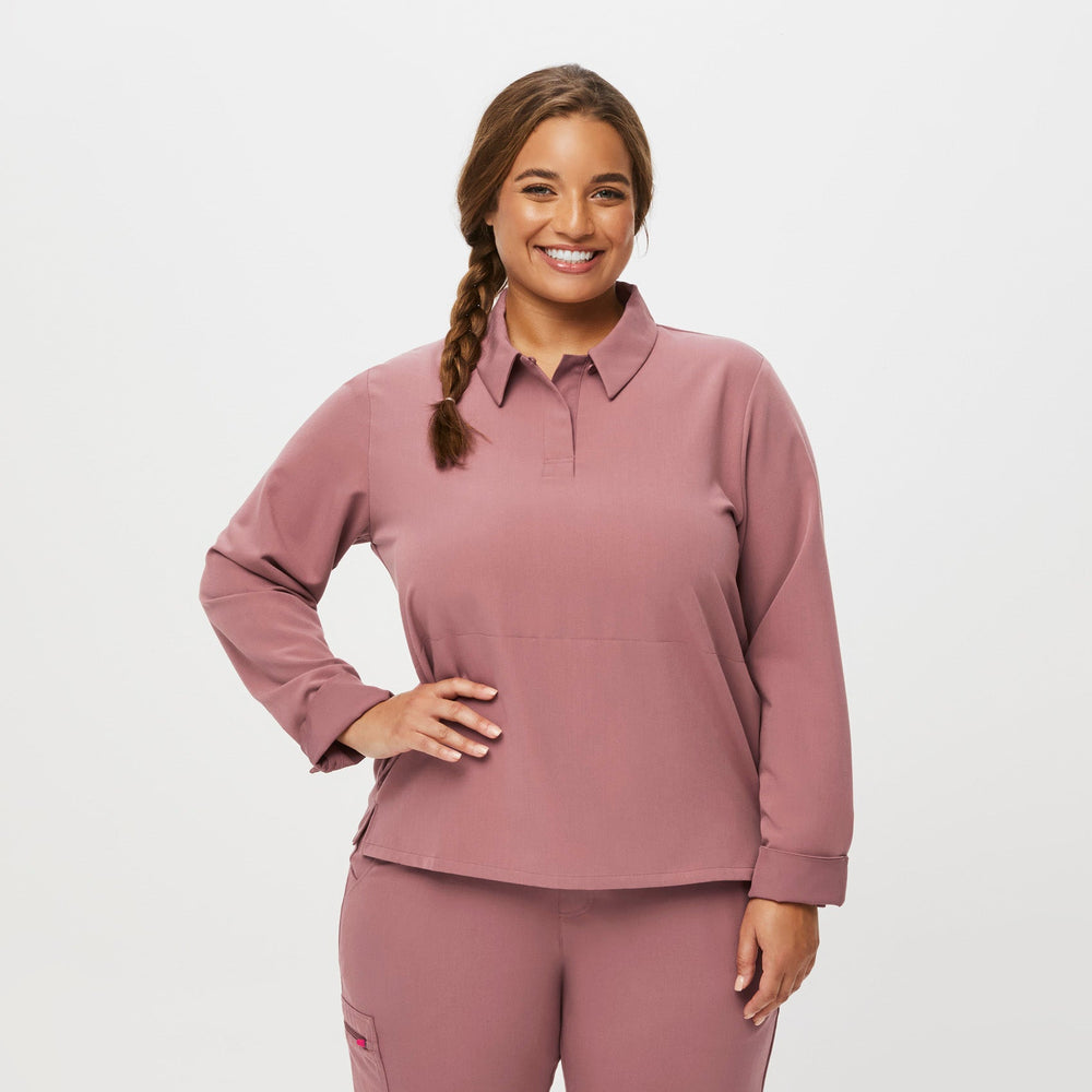 women's Mauve Nala - Long-Sleeve ScrubPolo™