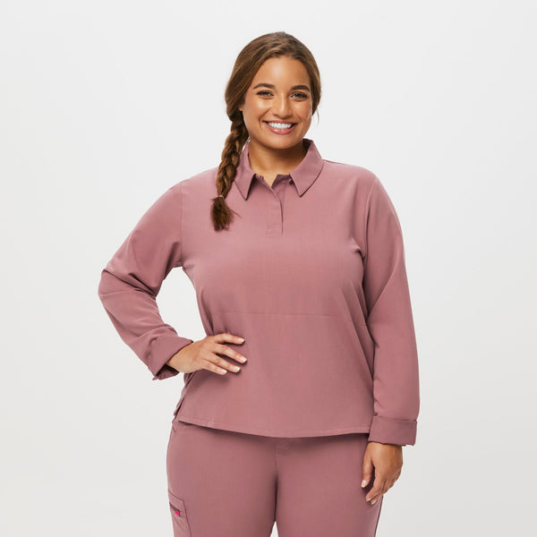 women's Mauve Nala - Long-Sleeve ScrubPolo™