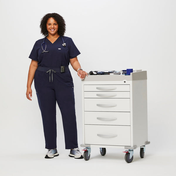 women's Navy High Waisted Yola™ - Petite Skinny Scrub Pants 2.0 (3XL - 6XL)