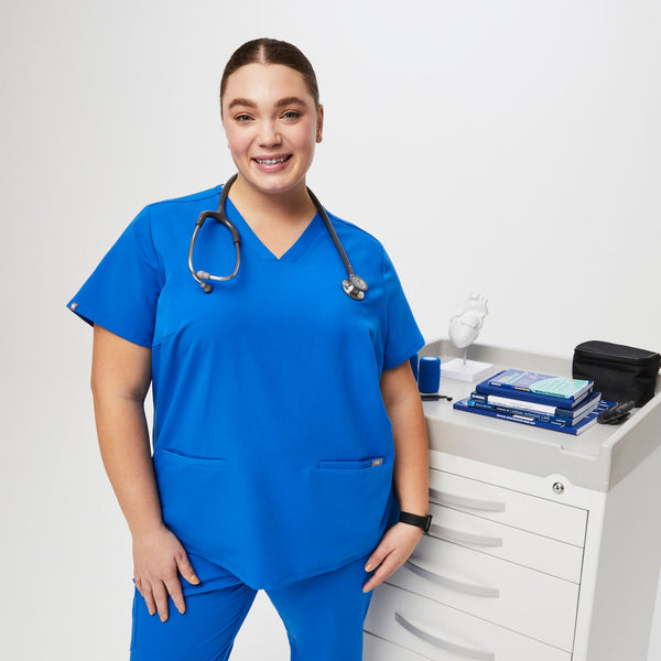 women's Royal Blue Casma-  Scrub Top (3XL - 6XL)