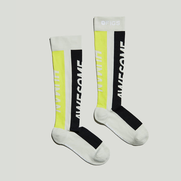 women's Grey Block Stripe - Compression Socks