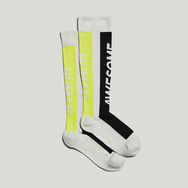 women's Grey Block Stripe - Compression Socks