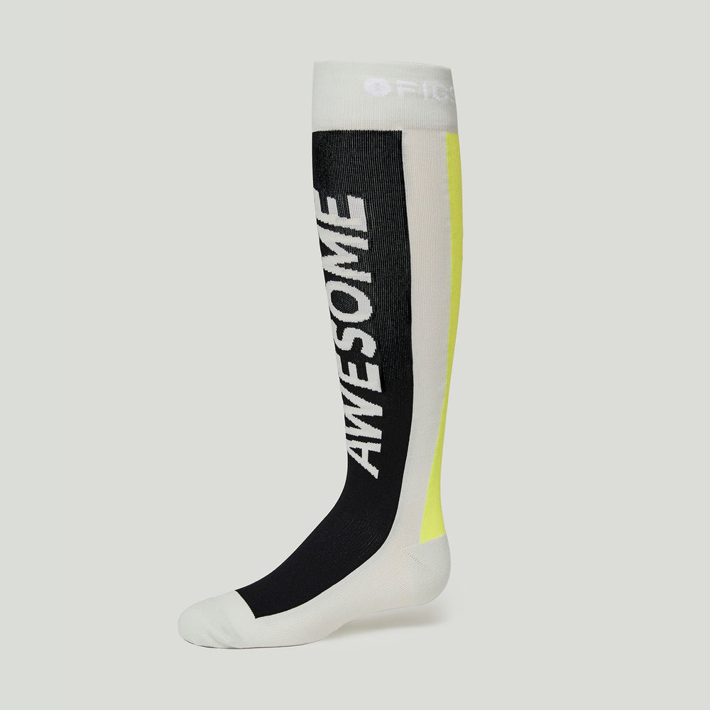 women's Grey Block Stripe - Compression Socks
