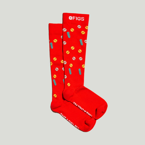 women's Hot Coral Chill Pill - Compression Socks