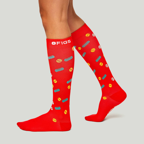 women's Hot Coral Chill Pill - Compression Socks