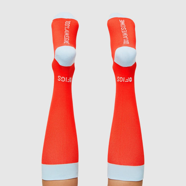 women's Hot Coral Color Block - Compression Socks