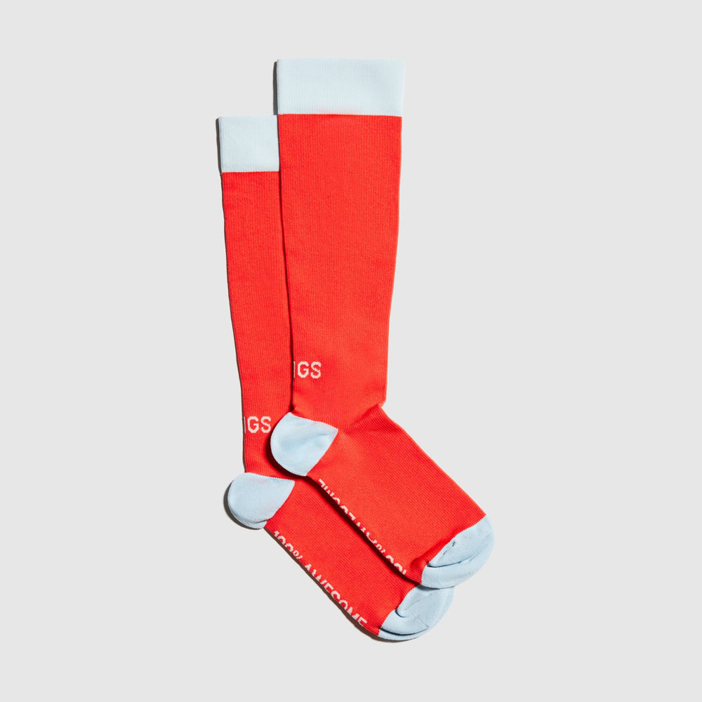 Women's Hot Coral Color Block - Compression Socks