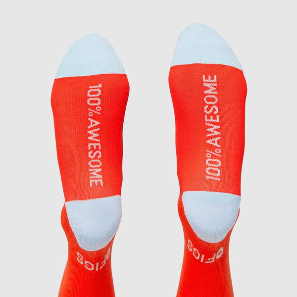 women's Hot Coral Color Block - Compression Socks