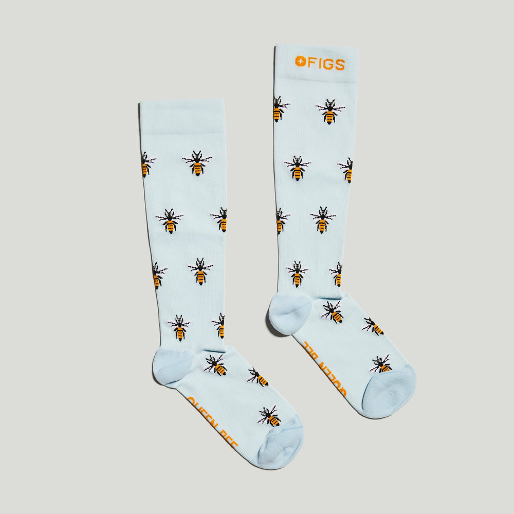 women's Light Blue Queen Bee - Compression Socks