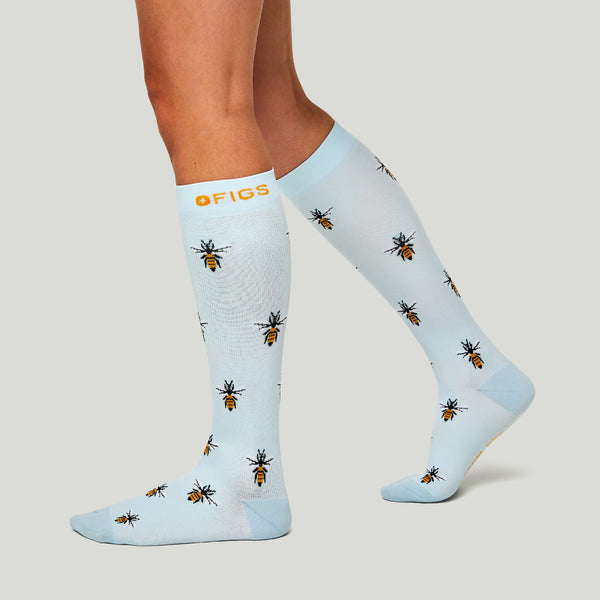 women's Light Blue Queen Bee - Compression Socks