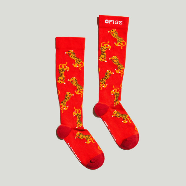 women's Winning Red Tiger - Compression Socks