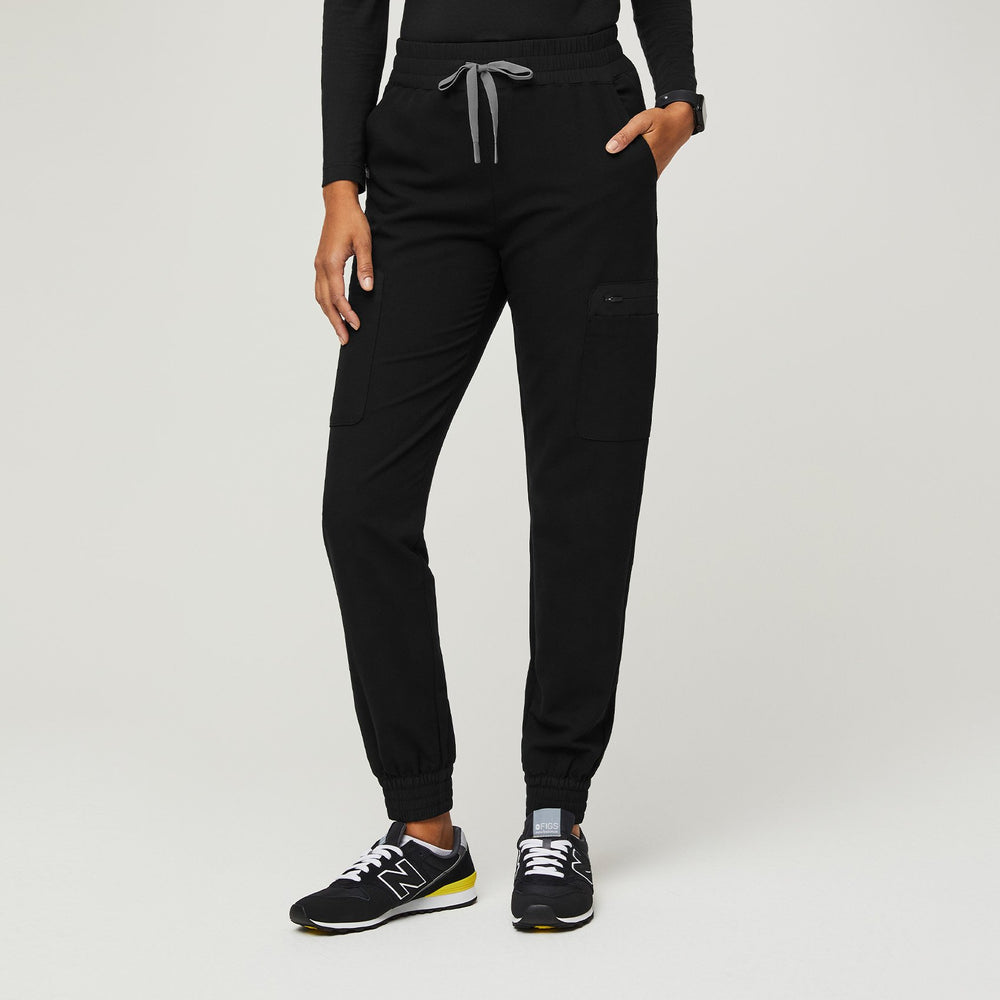 women's Black Atlanta High-Rise - Petite Skinny Jogger Scrub Pant