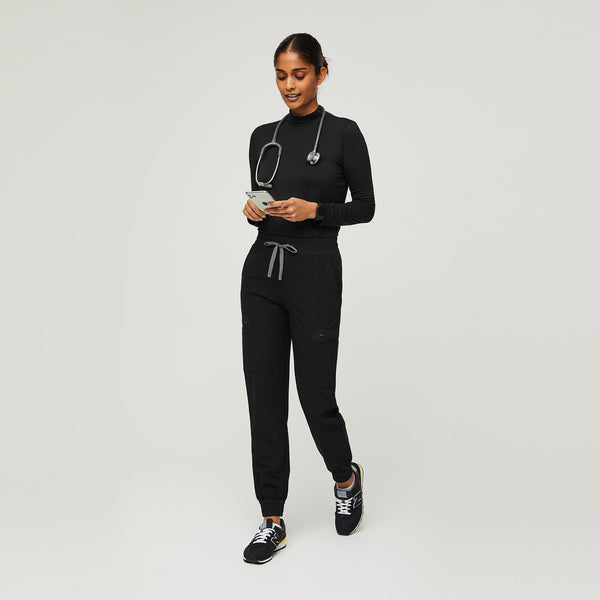 women's Black Atlanta High-Rise - Petite Skinny Jogger Scrub Pant