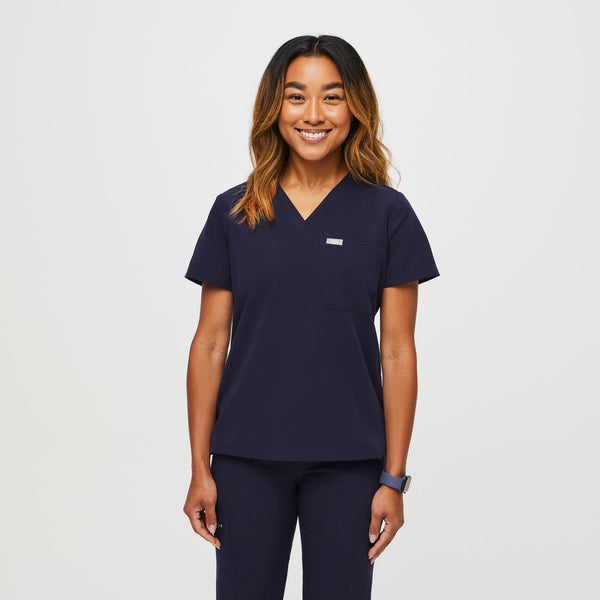 women's Navy Petite Catarina Scrub Top™