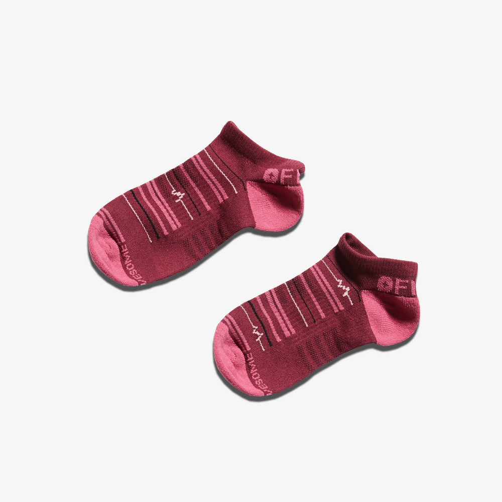 Women's Burgundy EKG Stripe - Ankle Socks