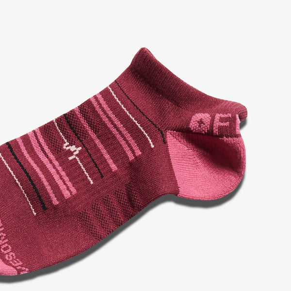 women's Burgundy EKG Stripe - Ankle Socks
