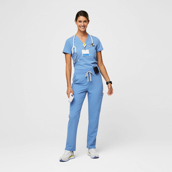 women's Ceil Blue Yola High-Rise Slim 2.0 - Petite  Scrub Pant