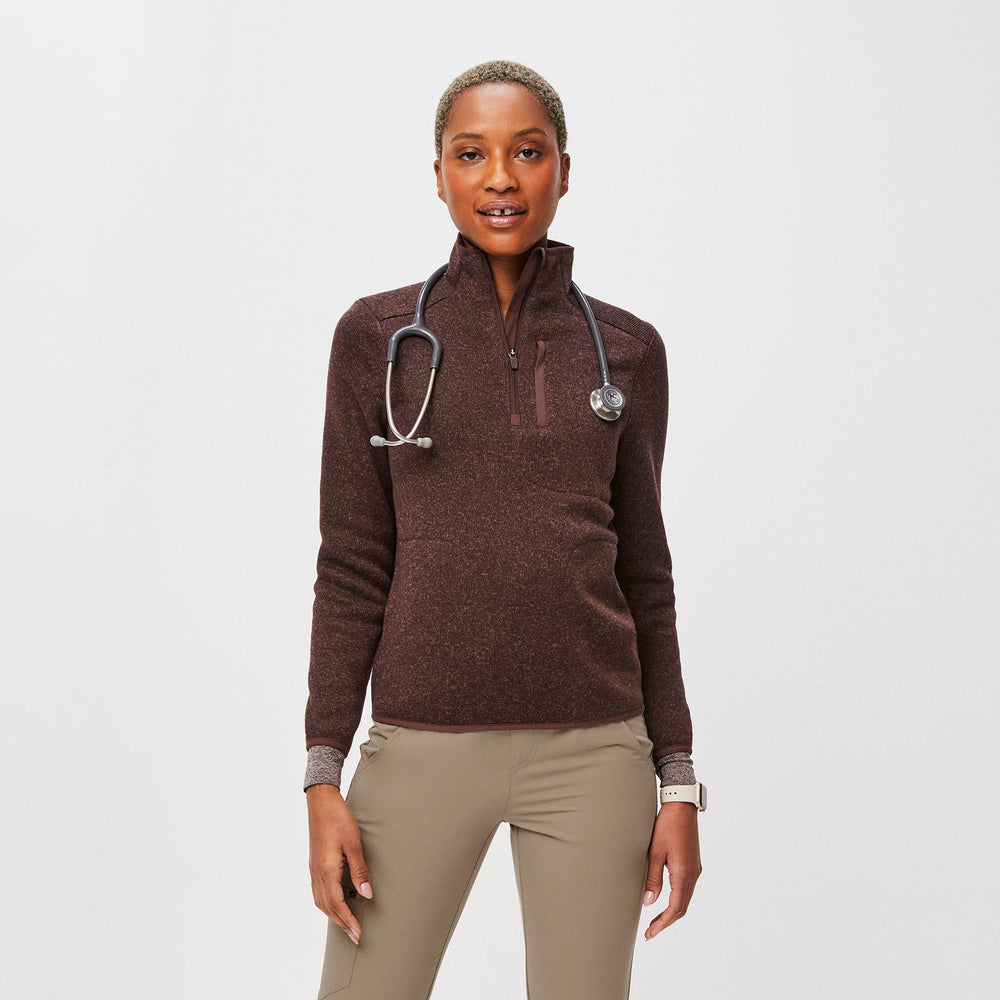 women's Heather Espresso On-Shift™ Half Zip - Sweater-Knit