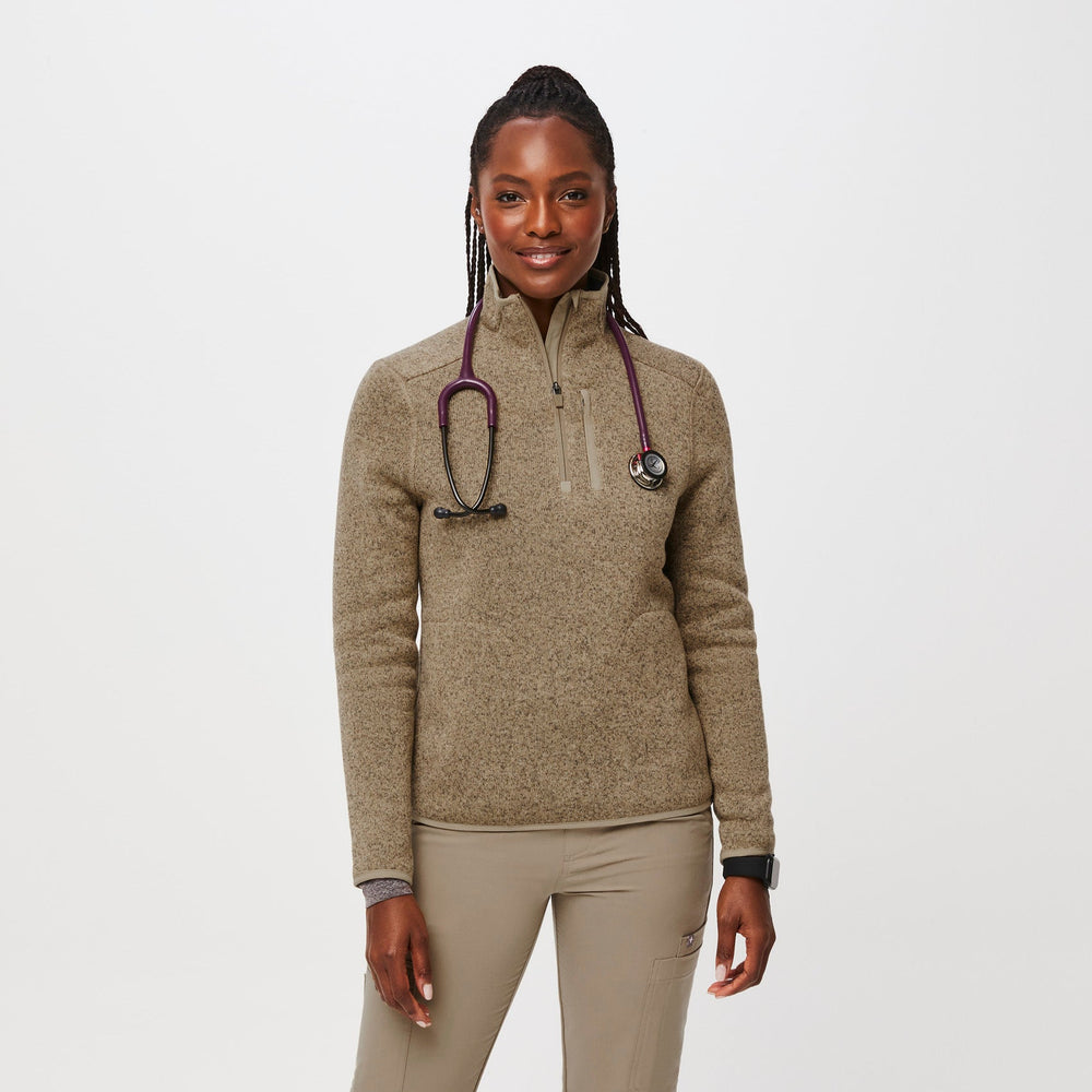 women's Heather Latte On-Shift™ Half Zip - Sweater-Knit
