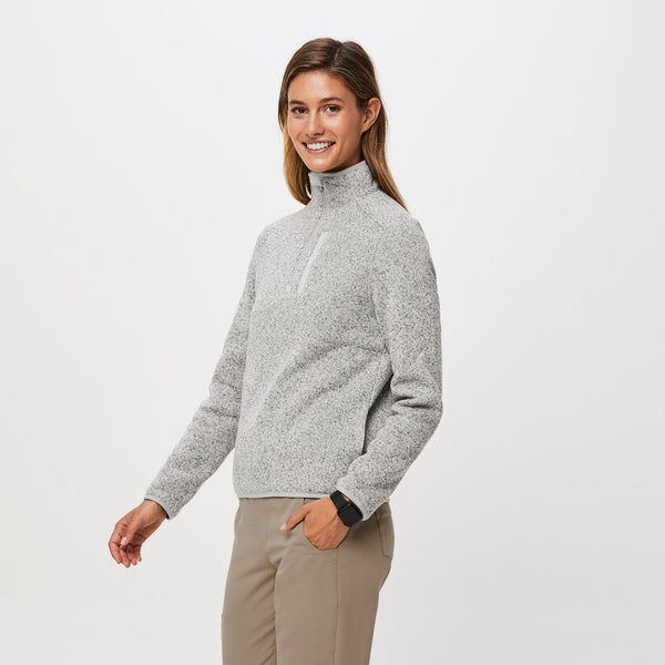 women's Heather Light Grey On-Shift™ Half Zip - Sweater-Knit